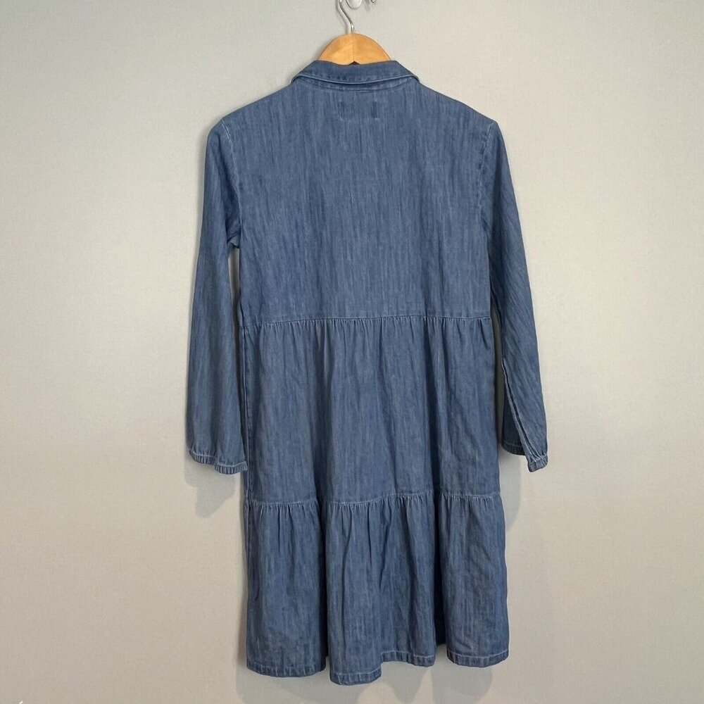 Old Navy Long Sleeve Denim Dress Chambray Tiered Girls Size XL NWT - Picture 2 of 7